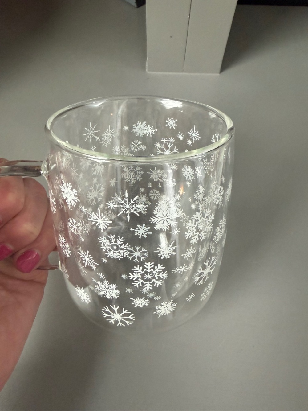 William Sonoma Double Walled Snowflake Glass Mug 2025 Cup